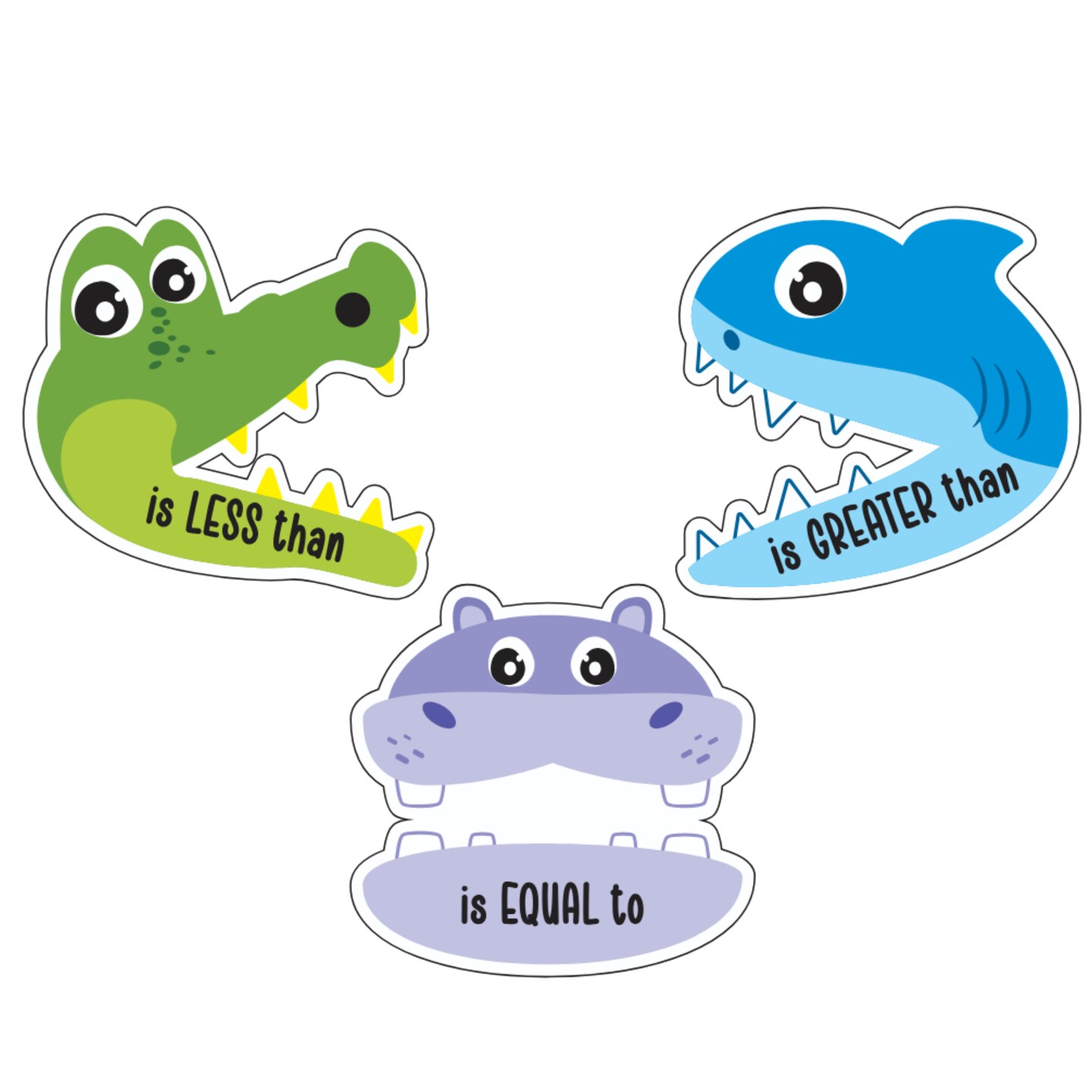 4E's Novelty 3 Magnetic Math Signs Greater Than Less Than, Equal, Mathematic Symbols Cutouts, Animal Math Magnets for Classroom, Magnetic Math Animal Signs Fun, Mathematical Sign for Kids 4-6