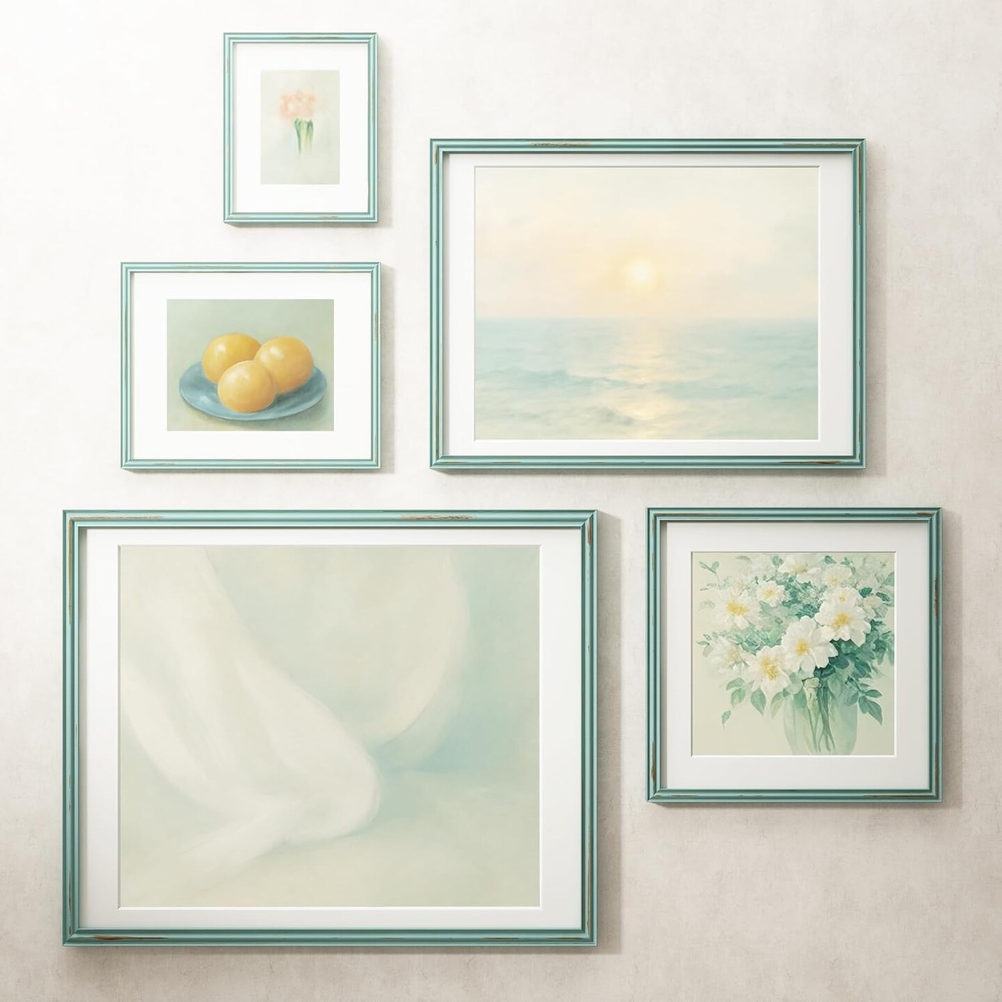 5x7 inch Picture Frame, Solid Distressed Wood Photo Frame with HD Tempered Glass, Rustic Retro Picture Frame with Removable Mat, Wall or Tabletop Display - Vintage Teal, 1 Pack