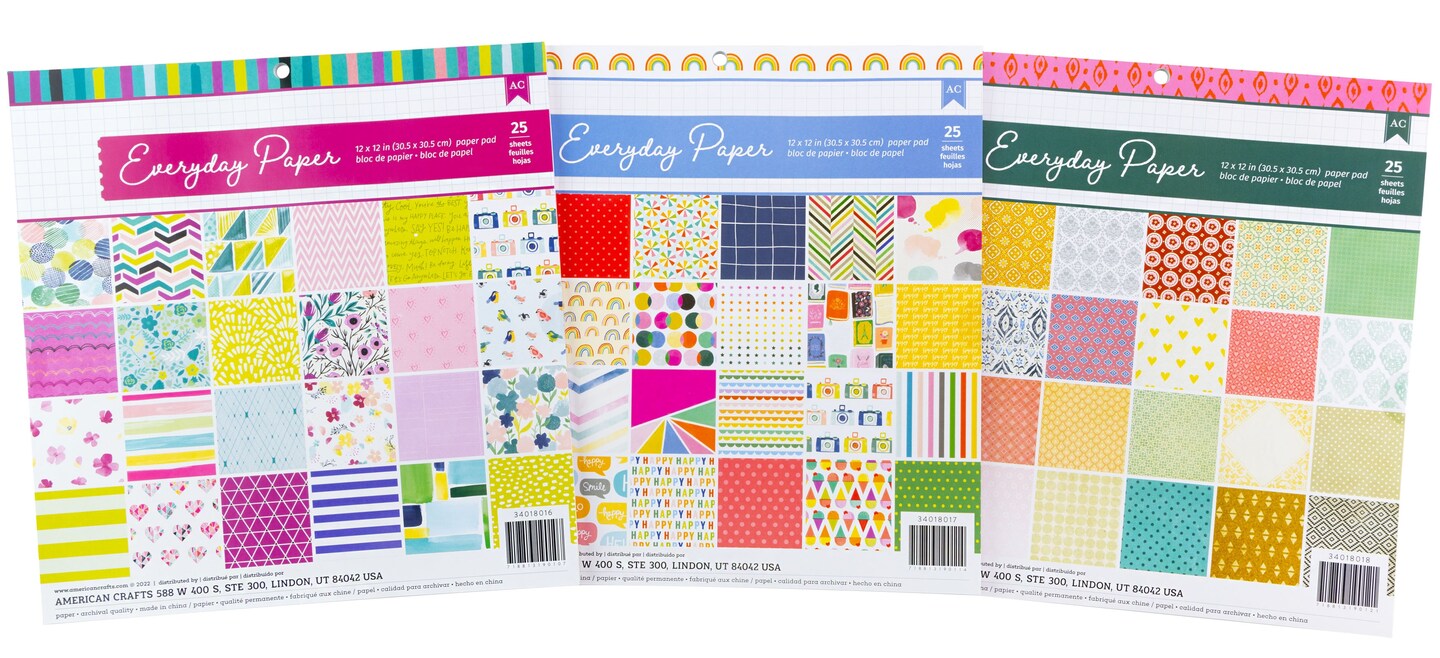 American Crafts Paper Pad 12&#x22;X12-Assorted Styles