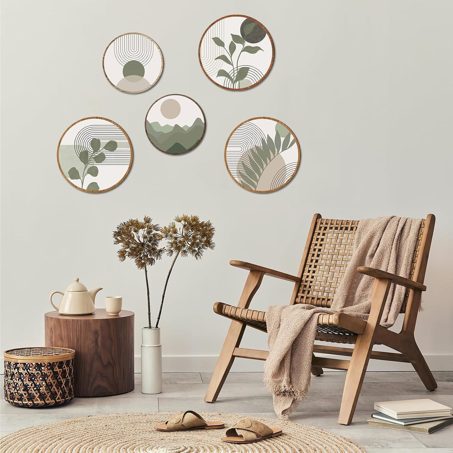 Wooden Wall Art Bohemian Wall Hanging - (Sage Green)