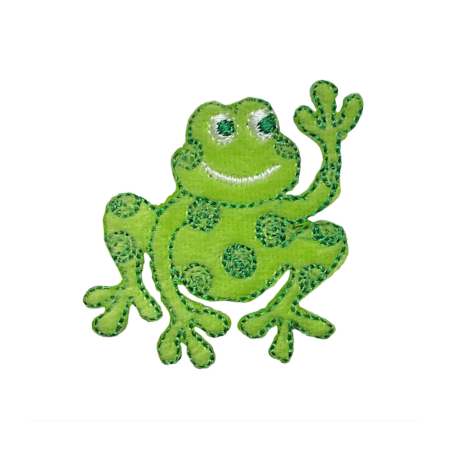 Friendly Frog, Toad, Waving, Embroidered, Iron on Patch