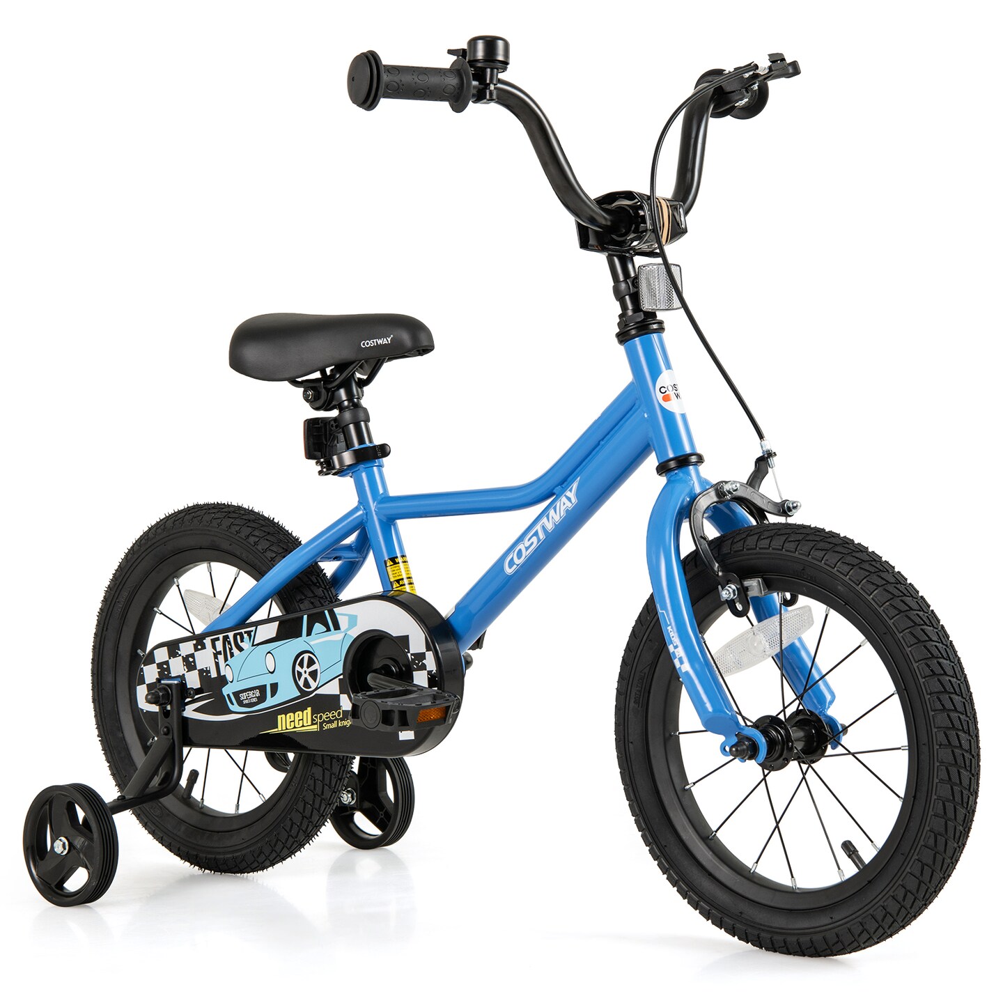 Blue Dual Brakes Kids Bicycle with Carbon Steel Frame and Training Wheels Perfect for All Terrains