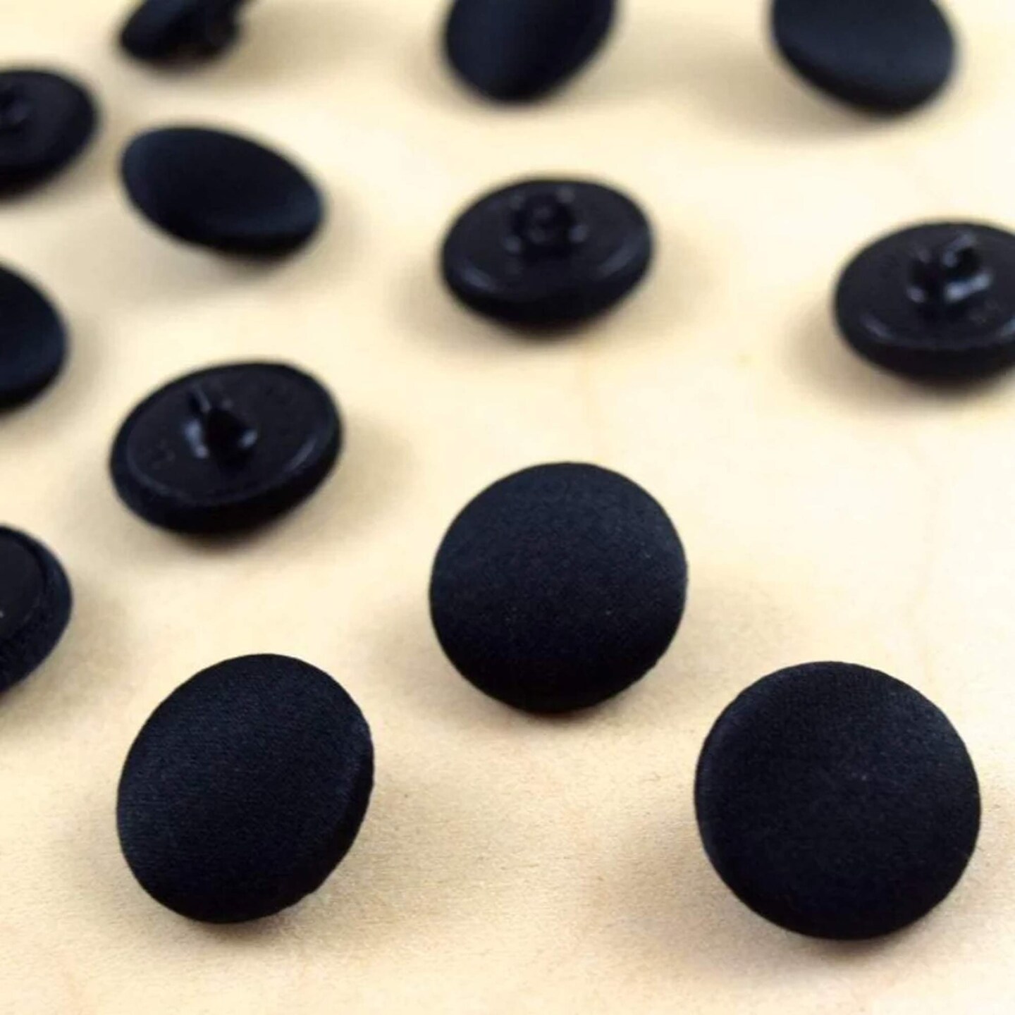 Black Satin Covered Buttons 10mm Shank Back Set of 12 for Tuxedo &#x26; Formal Wear
