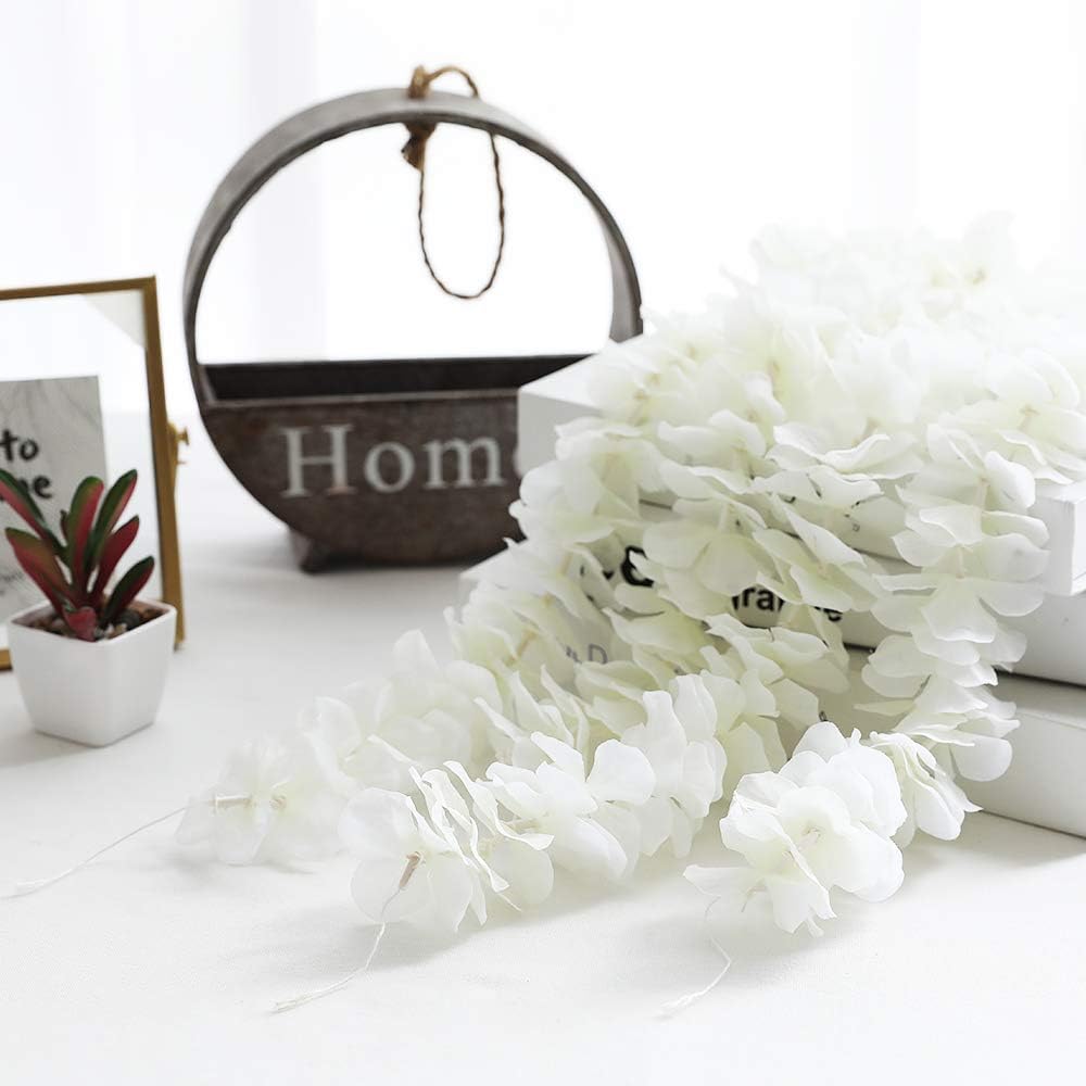 33Ft Cream White Artificial Flowers Garland Fake Wisteria Hanging Flowers Garlands Vine for Party Wedding Garden Decoration 10 Pack(Cream White)