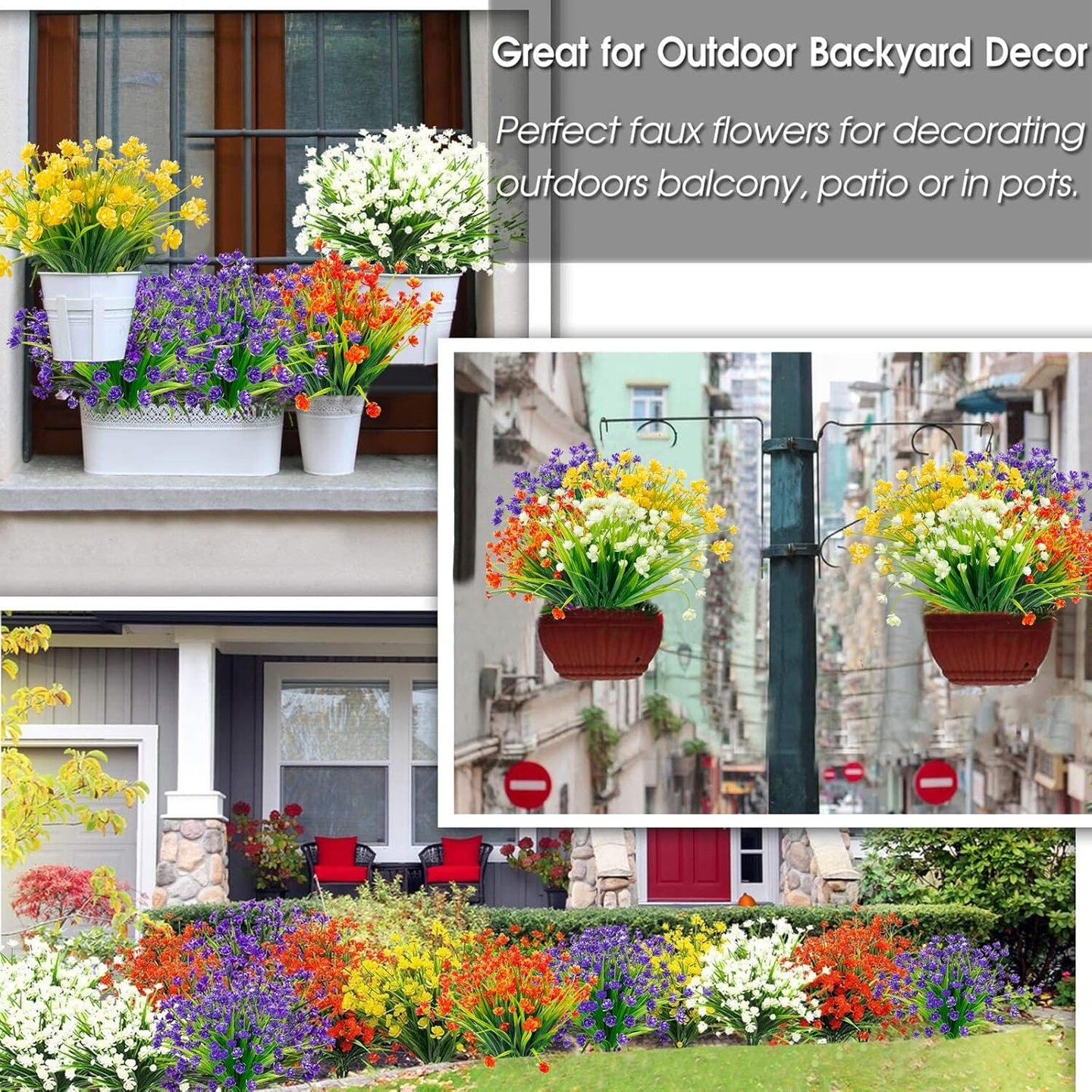 20 Bundles Artificial Fall Flowers for Outdoors Fake Plants Fall Summer Decor, UV Resistant Artificial Plants Fake Flowers