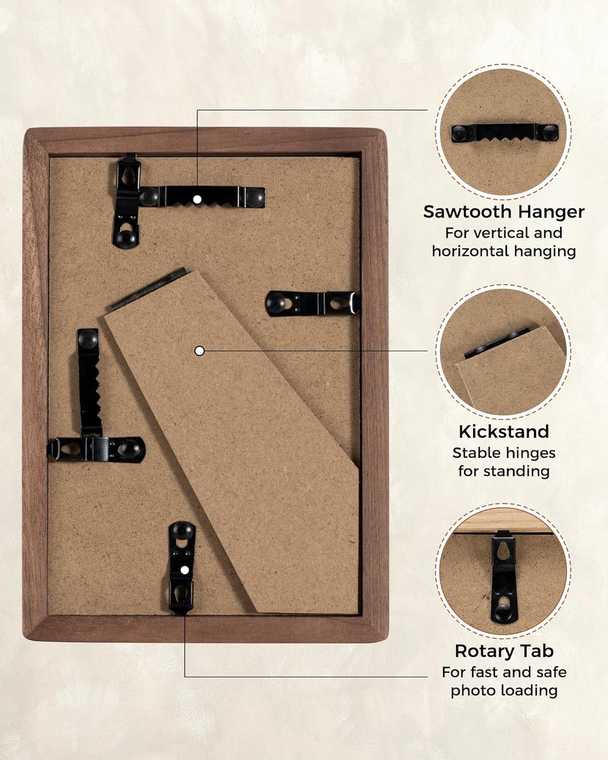 8.5x11 Picture Frame USA-Sourced Natural Walnut Solid Wood Photo Frame Handcrafted Rounded Corner Wooden Frame with Real Glass Display Photos 6x8 with Mat or 8.5x11 Without Mat