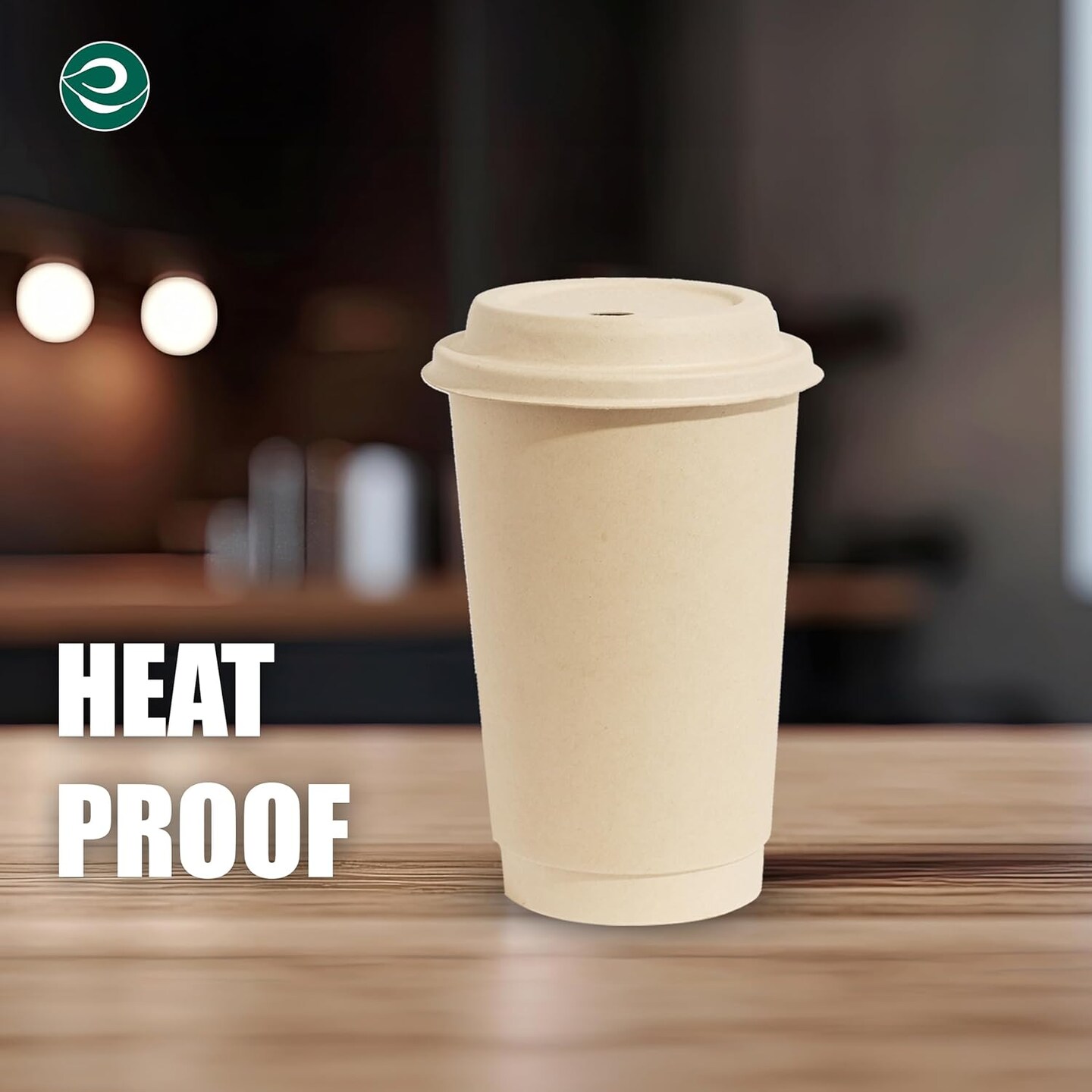 100% Compostable Plant-Based 16oz Hot Cups with Compostable Lids | (50 Count, 16 oz Hot Cups) | Disposable Bagasse Paper | Eco-friendly | Sturdy, Microwave & Oven Safe