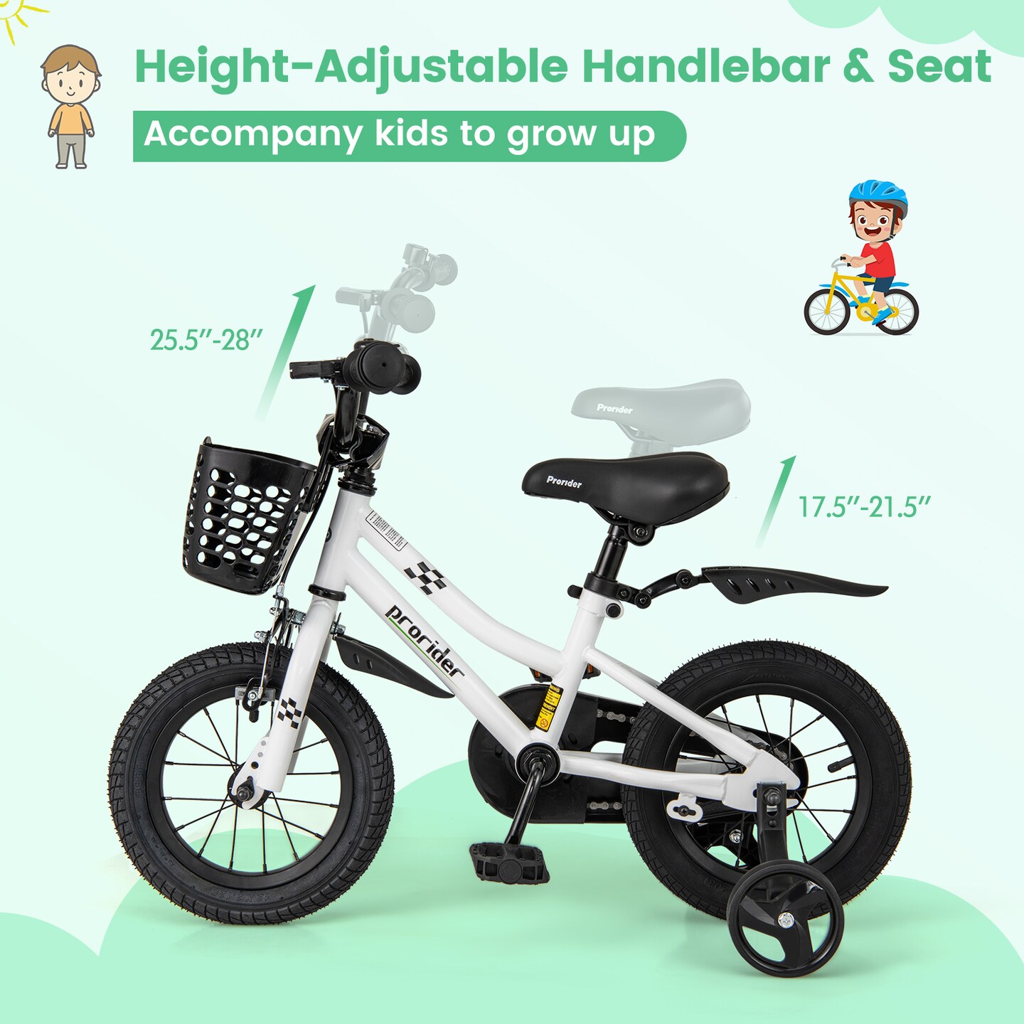12 Inch Kids Bike for Ages 3-4 with Adjustable Seat and Training Wheels