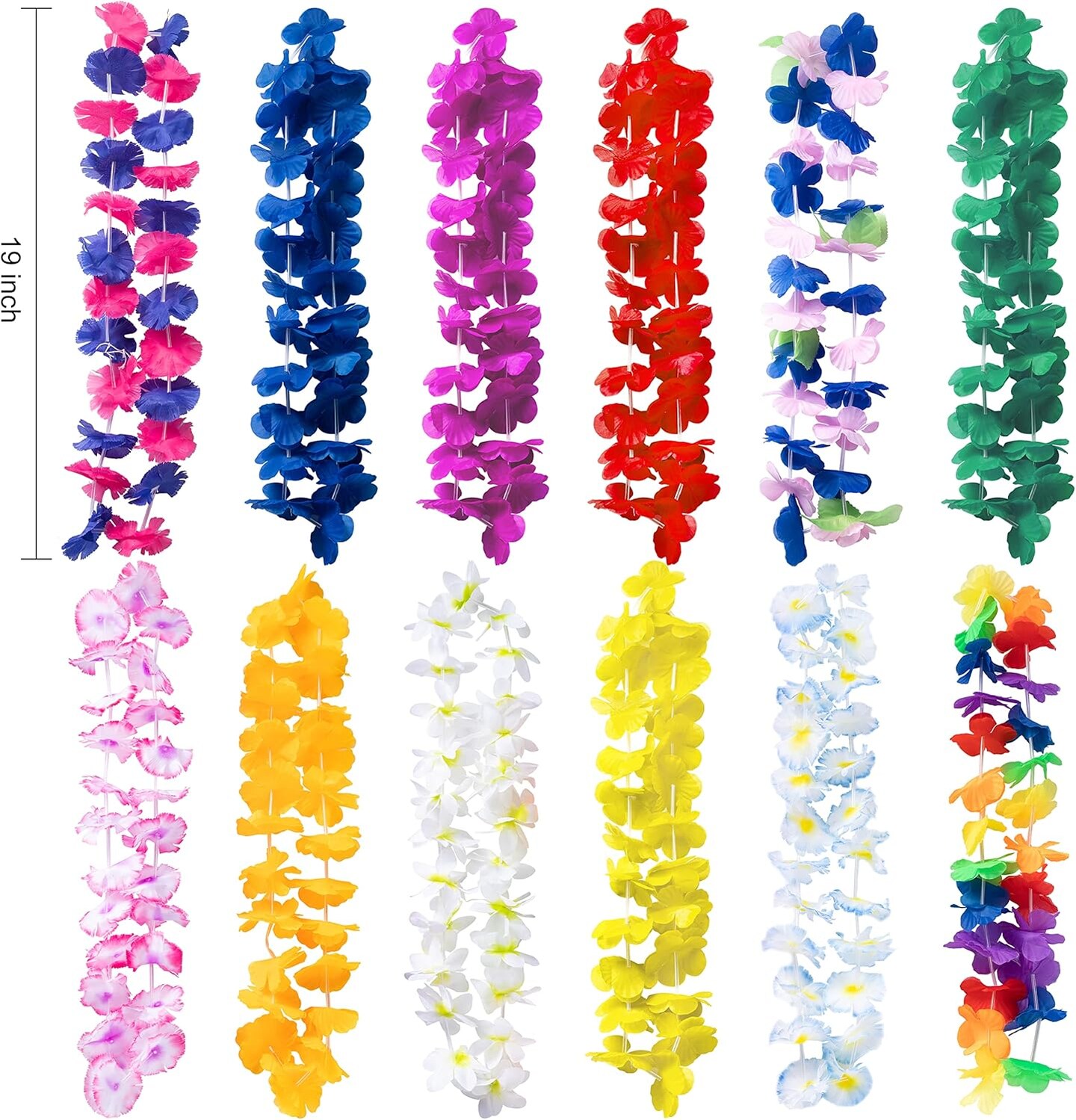 12 Pieces Luau Party Glasses and 12 Pieces Hawaiian Leis, Flowers Leis Garlands Novelty Sunglasses, Tropical Birthday Summer Beach Party Decoration Supplies