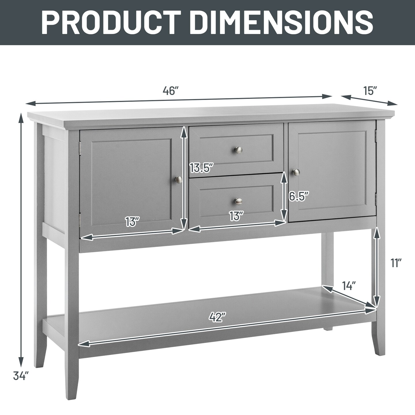 Storage Console Table with Drawers for Entryway or Living Room