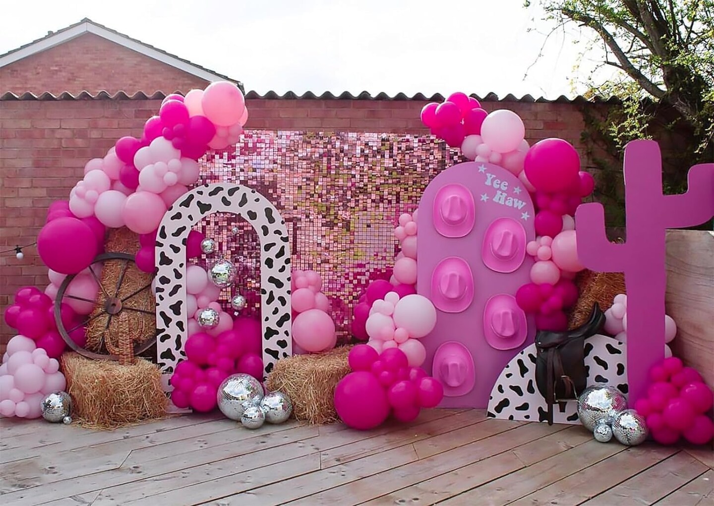 100pcs Hot Pink Balloons 12 inch, Bright Pink Latex Balloons with Pink Ribbon for Birthday Wedding Engagement Bridal Bachelorette Tropical Party Decorations