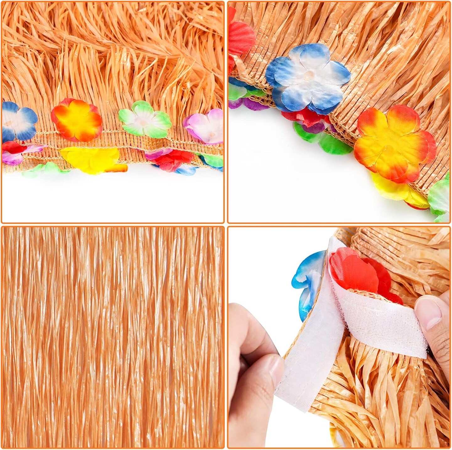 135 Pcs Luau Party Decoration Set Hawaiian Tropical Including 9 feet Hawaiian Luau Grass Table Skirt, Hawaiian Flowers, Palm Leaves, Multicolored Umbrellas, Paper Pineapple, Pineapple Décors