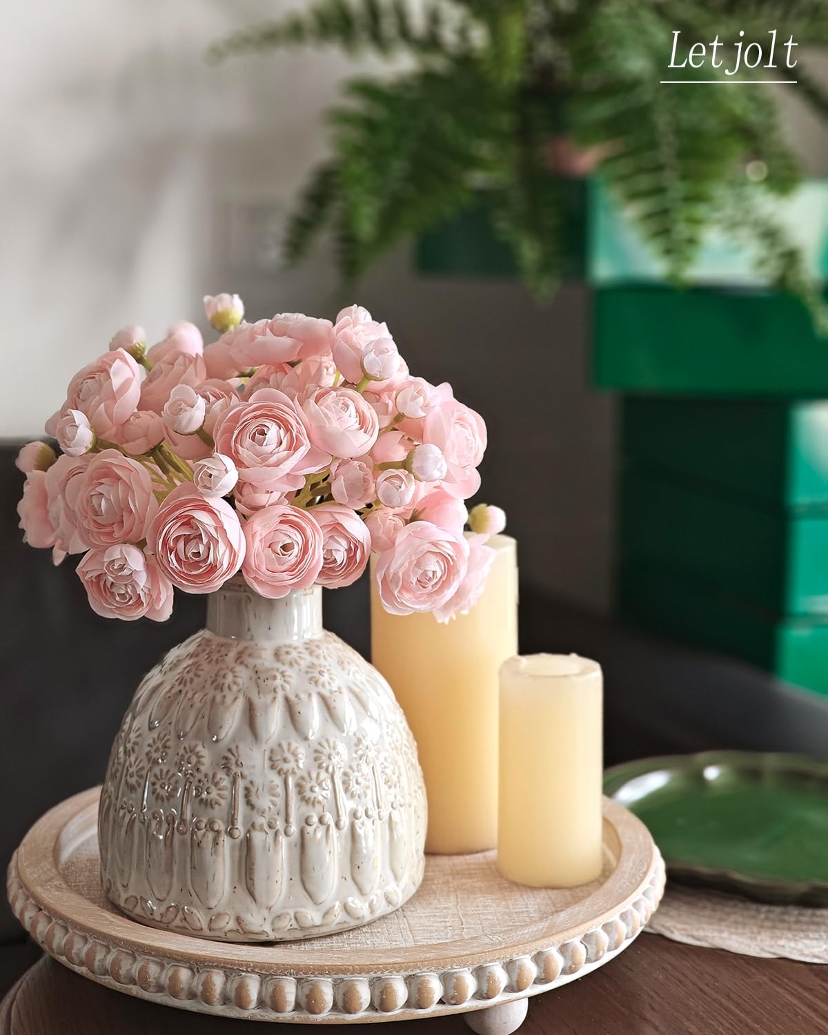 10PCS Artificial Ranunculus Flowers with Real Touch Stem Silk Ranunculus Blooming Flowers Faux Leave for Home Decor Flowers Bouquet Ivory Mums Artificial Flowers