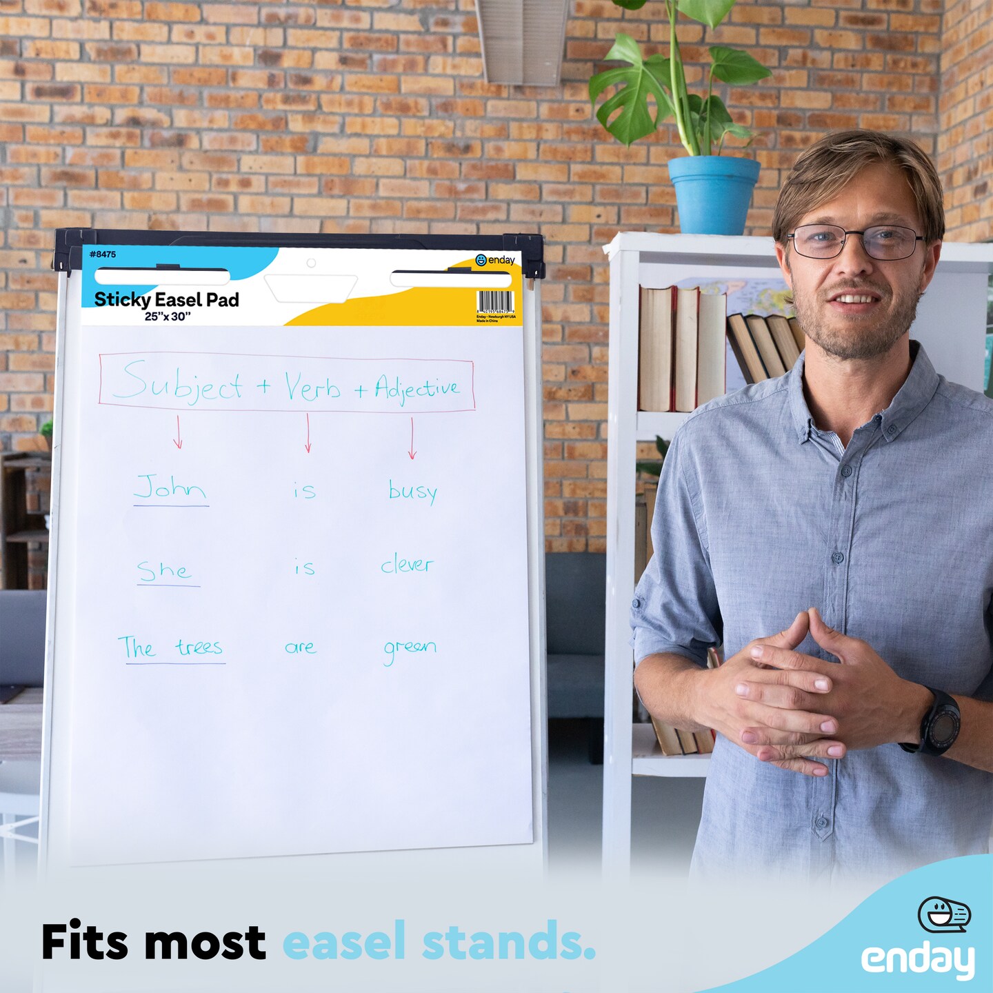 Enday Sticky Easel Pads 25"x 30" (2 Pack) - Anchor Chart Paper, Chart Paper for Teachers, Flip Chart Paper, 25 in x 30 in Easel Paper, Large White Easel Pads Self Sticky Chart Paper 30 Sheets Per Pad