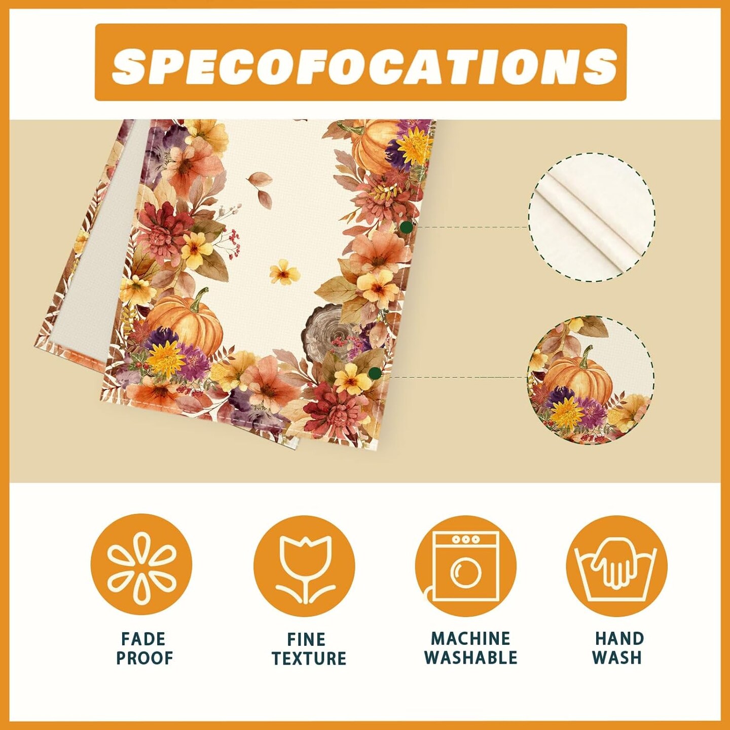 Fall Color Wild Flowers Watercolor Table Runner