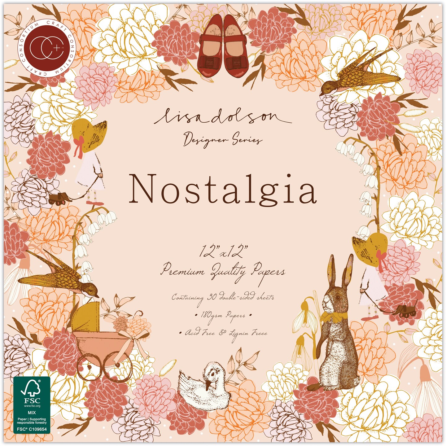 Craft Consortium Double-Sided Paper Pad 12&#x22;X12&#x22; 30/Pkg-Nostalgia