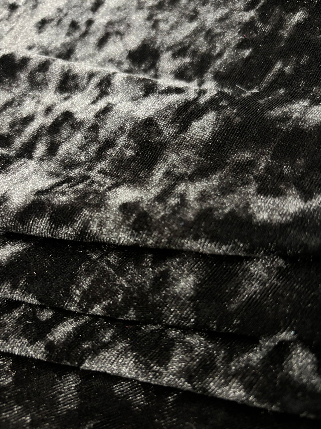 1 Yard 4-Way Stretch Black Crushed Velvet Fabric Multipurpose 36" x 60"