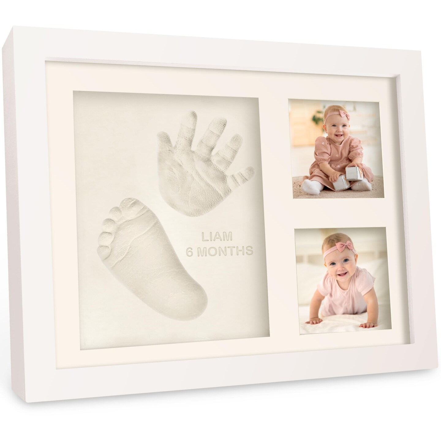 Baby Hand and Footprint Kit - Quick Dry Clay Baby Footprint Kit, Newborn Keepsake, Nursery Picture Frame for Boys, Girls, Personalized Gifts for Shower & Registry, New Mom Gift (Alpine White)