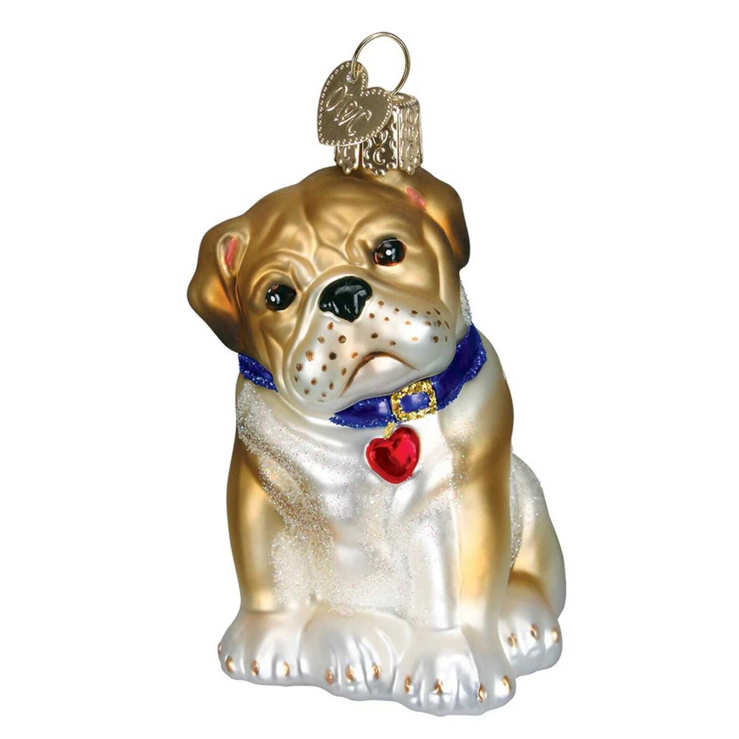 Old World Christmas 5.5 Inch Bull Pup Christmas Tree Ornament , Dog Ornament Best Friend