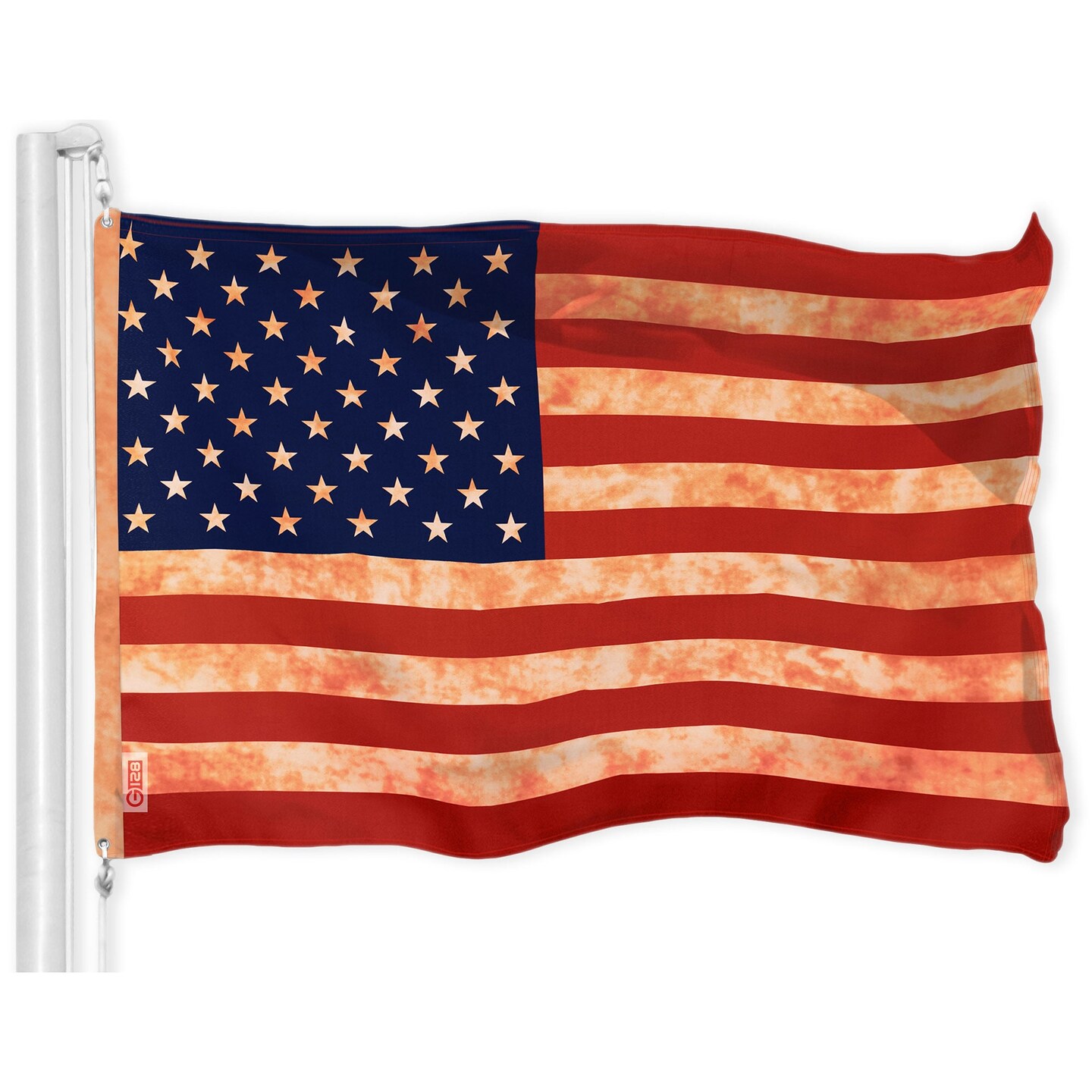 G128 Combo Pack: American USA Tea-Stained Flag 3x5 Ft &#x26; An Appeal to Heaven Tea-Stained Flag 3x5 Ft | Both LiteWeave Pro Series Printed 300D Polyester, Brass Grommets