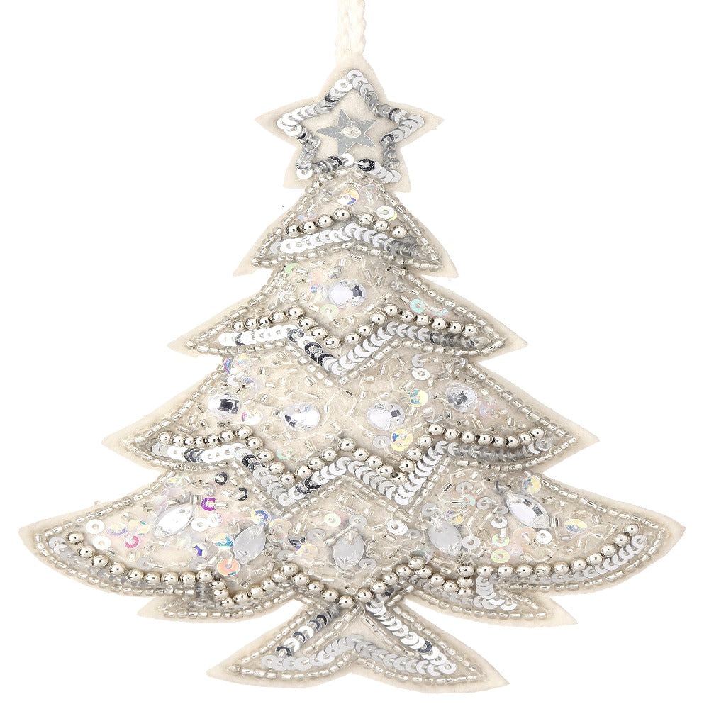 6" Embroidered Jewel Christmas Tree Ornament – Elegant Holiday Décor