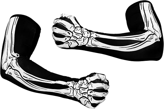 Halloween Skeleton Arm Length Gloves for Adult, Bone Skull Gloves for Women Men for Halloween Cosplay Parties