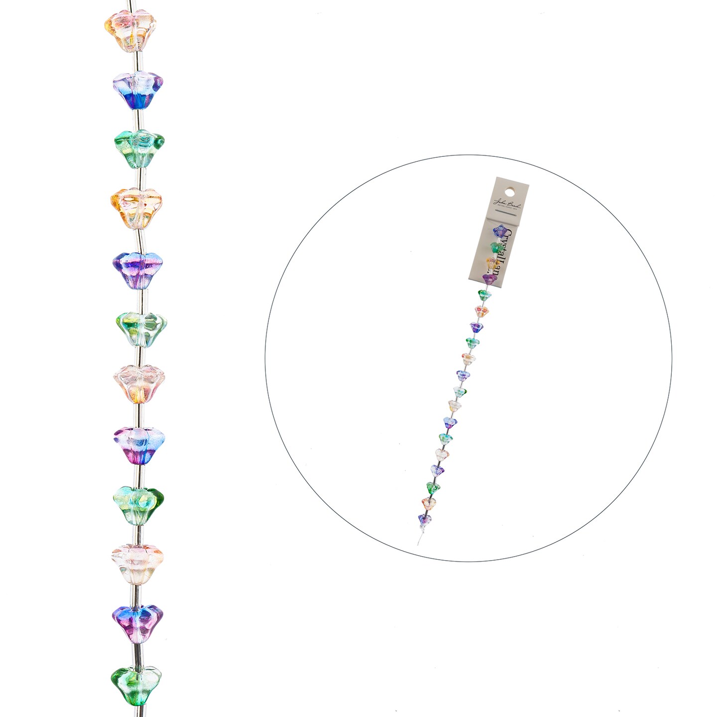 Crystal Lane DIY Glass Garden 6x8mm Small Flower Caps Bead Strand, 19pcs