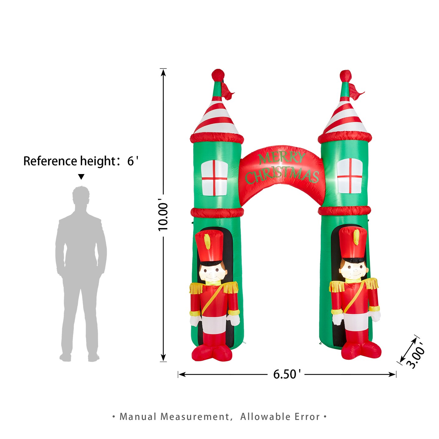 10FT Lighted Inflatable Arch Gate with Soldiers D&#xE9;cor