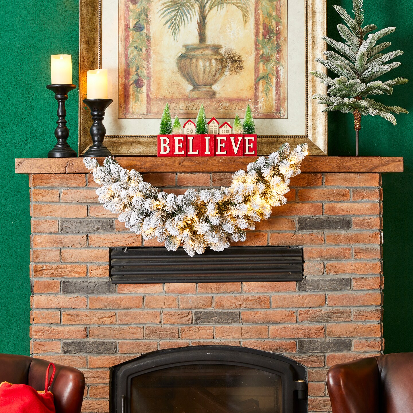 3ft Pre-Lit Christmas Swag, with 50 Warm White LED Lights, Three Function