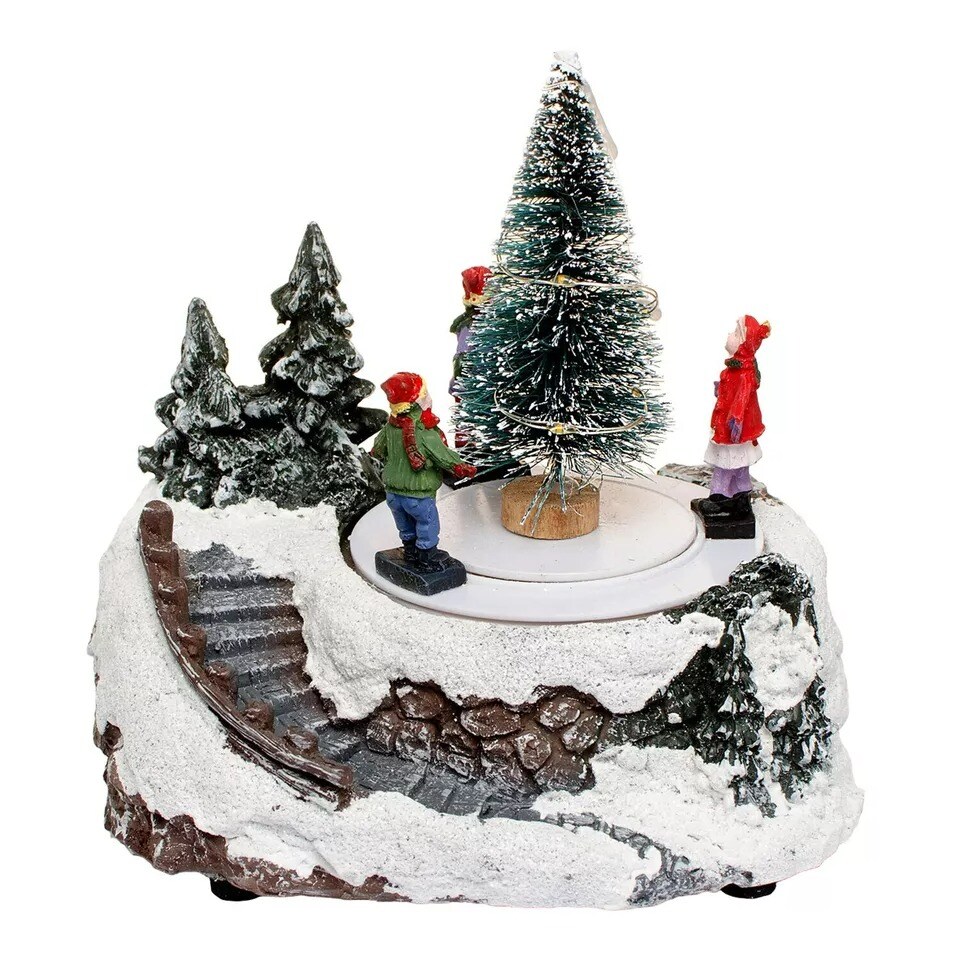 LED Ice Skating Kids Christmas Decoration Winter Scene Rotating Lighted 6x6&#x22;