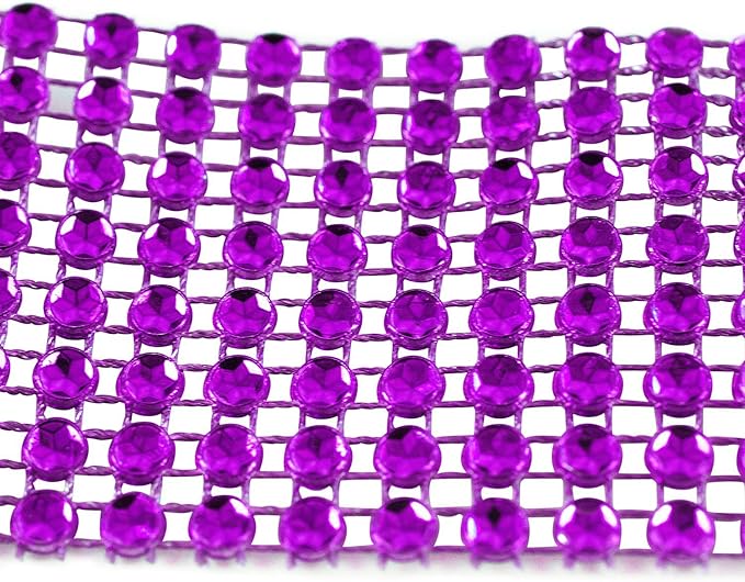1.5" x 10 Yards Purple Diamond Mesh Ribbon 5 Rolls of Rhinestone Bling Ribbon