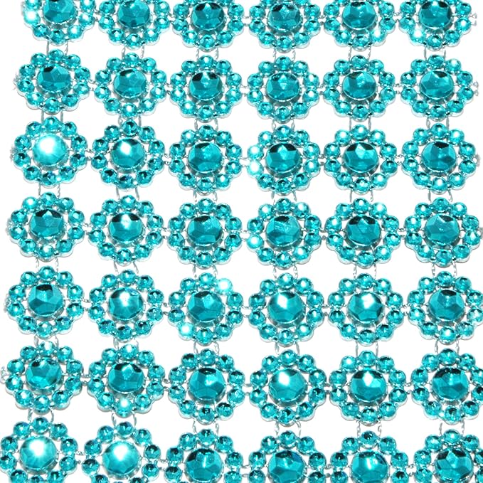 4&#x22; x 10 yards 30FT Turquoise Flower Mesh Wrap