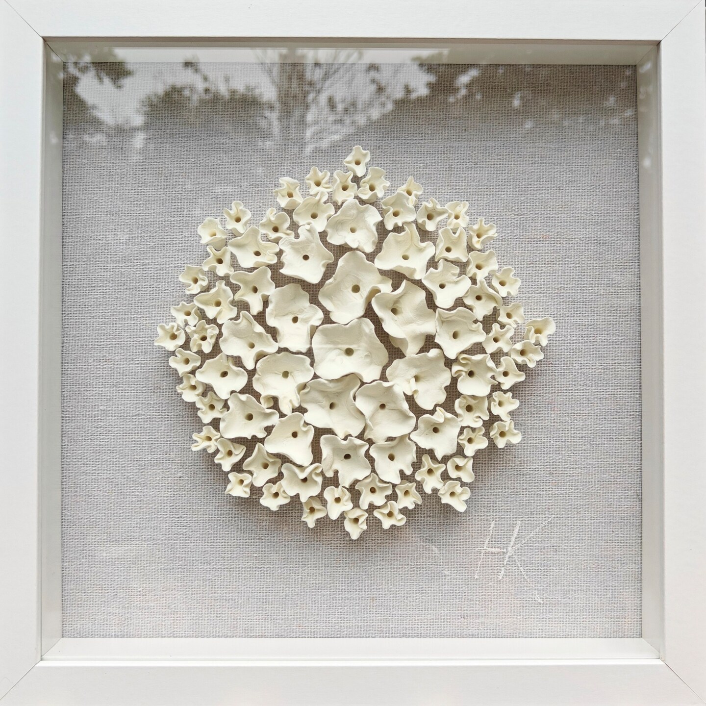 Flower Wall Sculpture - White newest Clay Flower Modern Minimalist 3D Wall Hanging