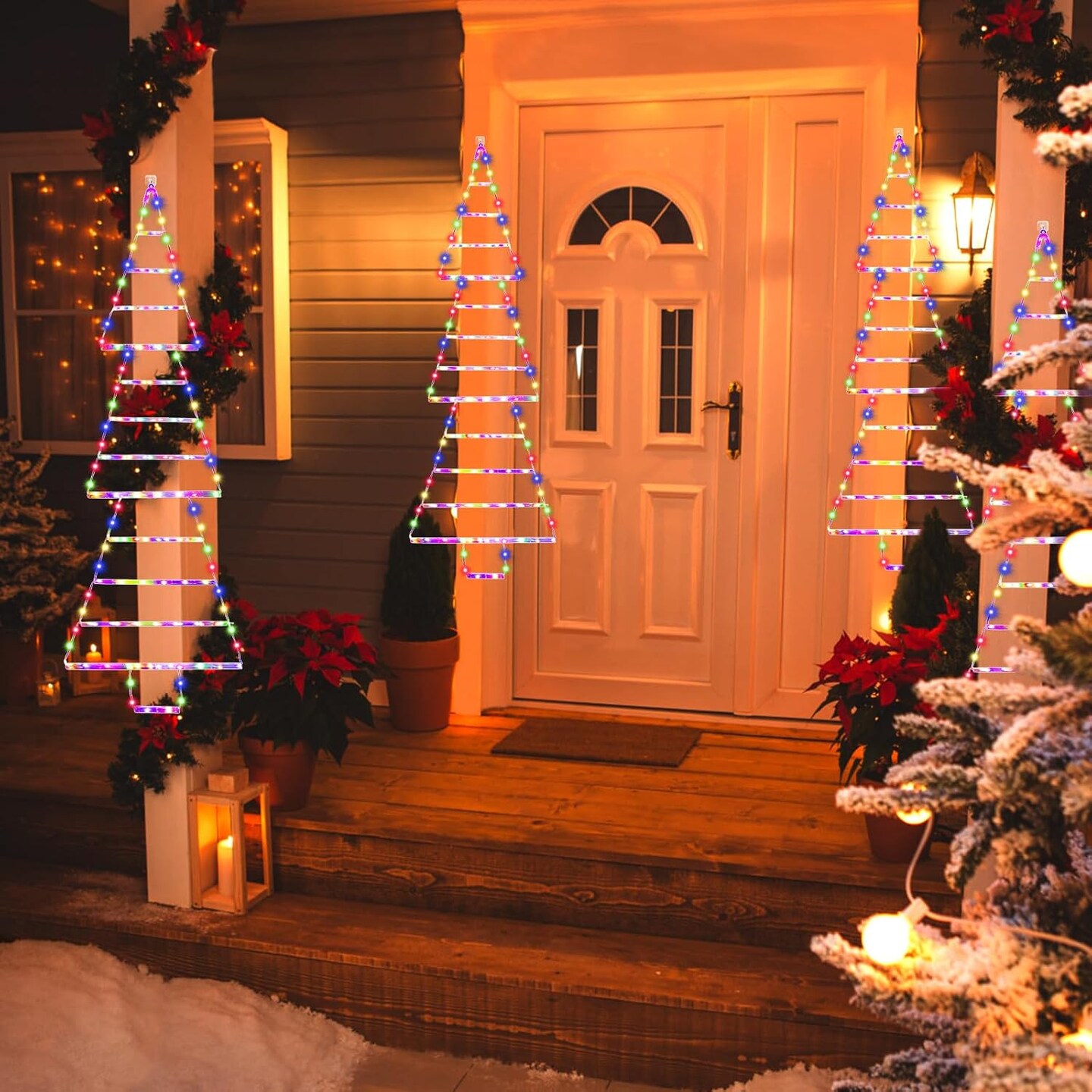 LED Christmas Light 4.3ft Christmas Decorative Ladder Tree Lights,165 LED Outdoor Christmas Decorations Lights for Home,Wall,Window,Xmas Tree Decor (Multicolor)