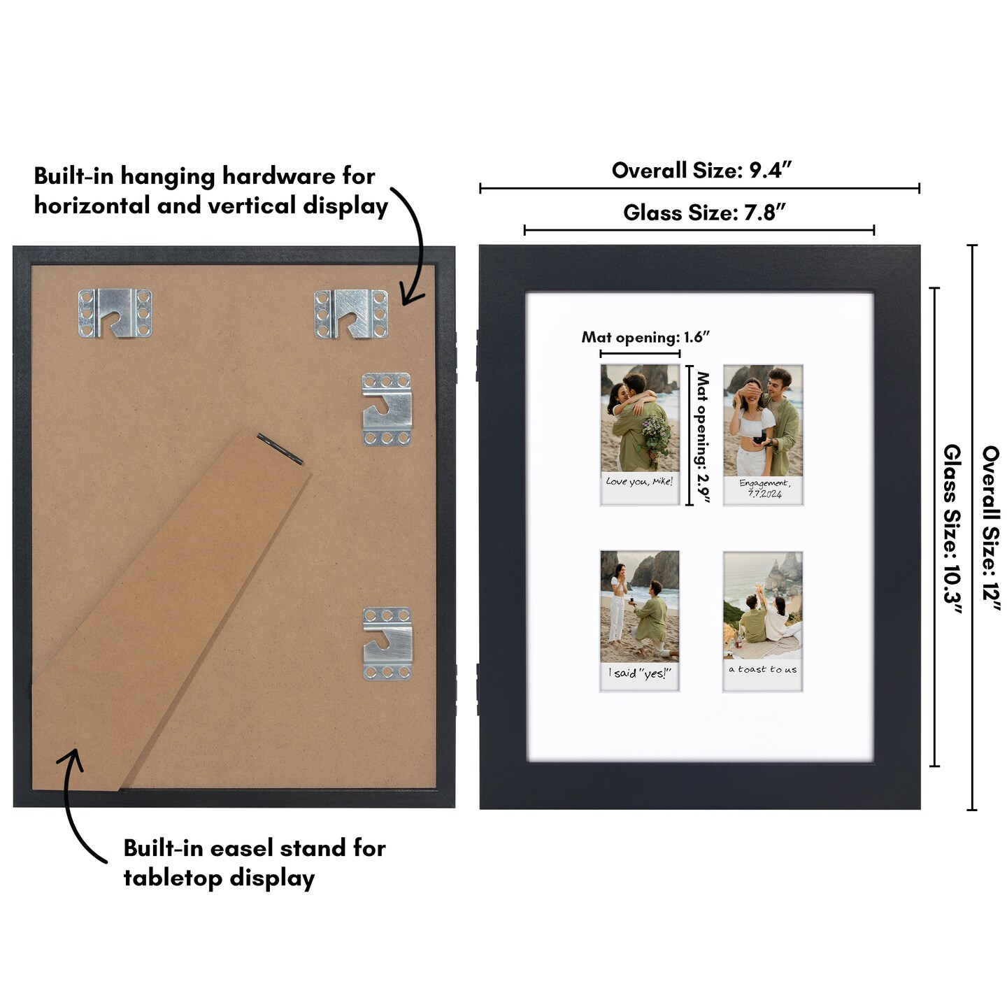 Americanflat 9x11 Picture Frame with Storage - Fits Four 2x3 Instant-Print Photos - Storage Frame Holds up to 100 Photos - Black