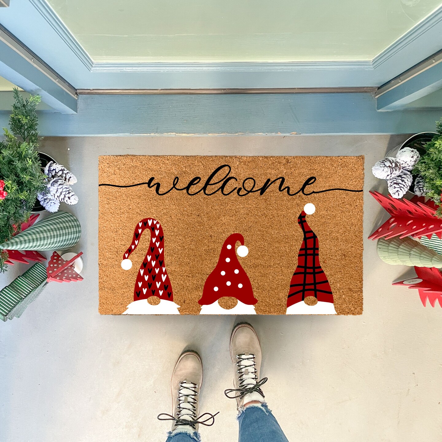 NATAL DESIGN - NATAL DESIGN × GO OUT welcome mat Gnome Door Mat Winter, Christmas Doormat, Christmas Decor