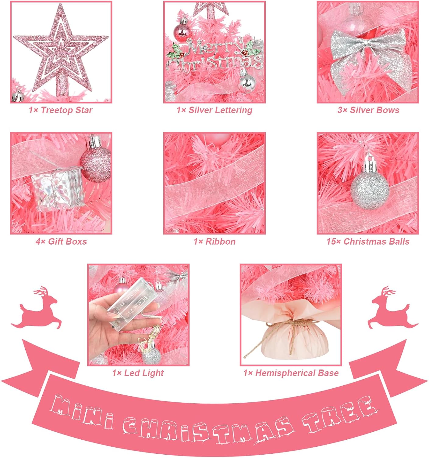 Mini Christmas Tree with LED Light Desktop Christmas Tree Artificial Christmas Tree