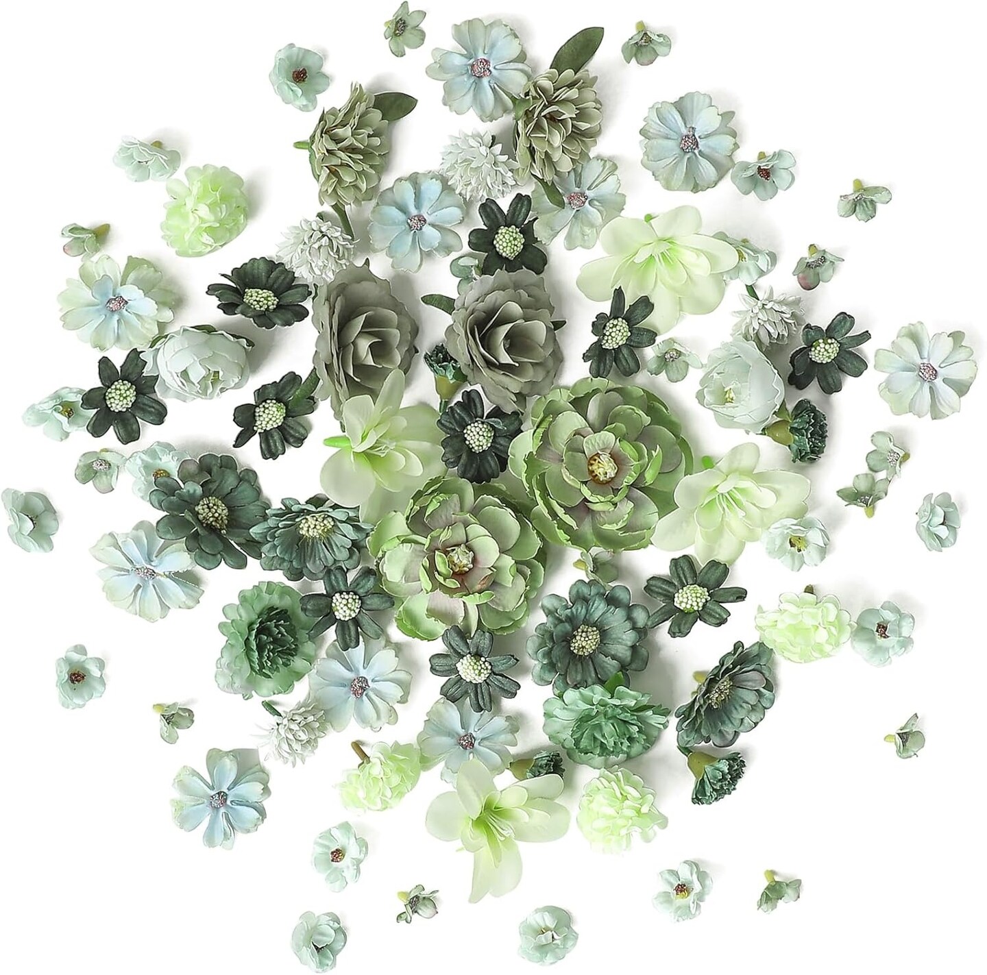 80 PCS Mini Artificial Flower Heads – Mixed Faux Silk Peony, Daisy & Rose Flowers for DIY Crafts, Cake & Party Decorations