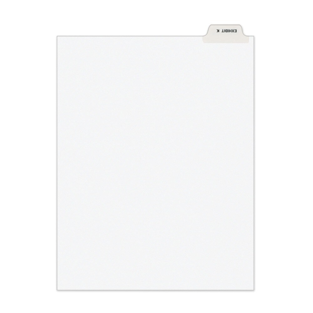 Avery 11 in. x 8.5 in. 26-Tab Exhibit K Avery-Style Preprinted Legal Bottom Tab Divider - White (25/Pack)