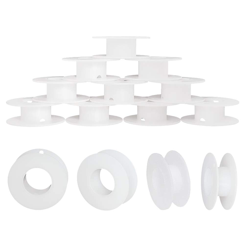 20 Pack Empty Spool, Plastic Ribbon Spools Wire Weaving Bobbins Empty Thread Spools Ribbon Chain Tape Spools White Spools for Embroidery Thread Yarn Ribbon Crafts Sewing 2.16x0.78inch