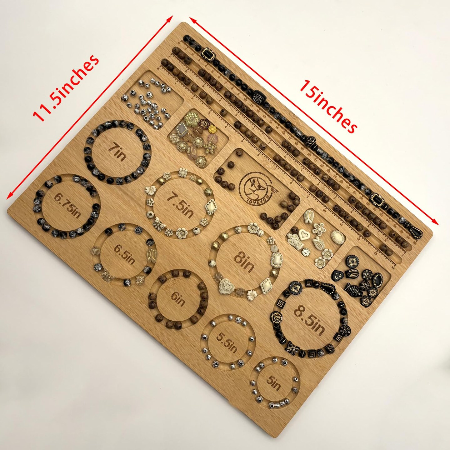 Bead Boards for Jewelry Making, Combi Bamboo Beading Board for Jewelry Bracelet Making, Beading Trays Design Mats for Necklace, Bracelet, DIY Design Bamboo
