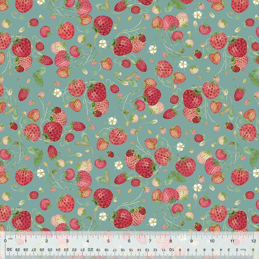 Strawberries in Teal (54772d-5) | Forest Fruits | Betsy Olmstead | Windham