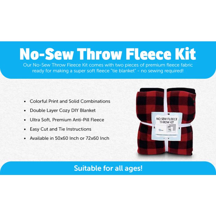 Patriotic American Flags Anti-Pill Premium No Sew Throw Fleece Fabric Kit (72x60)