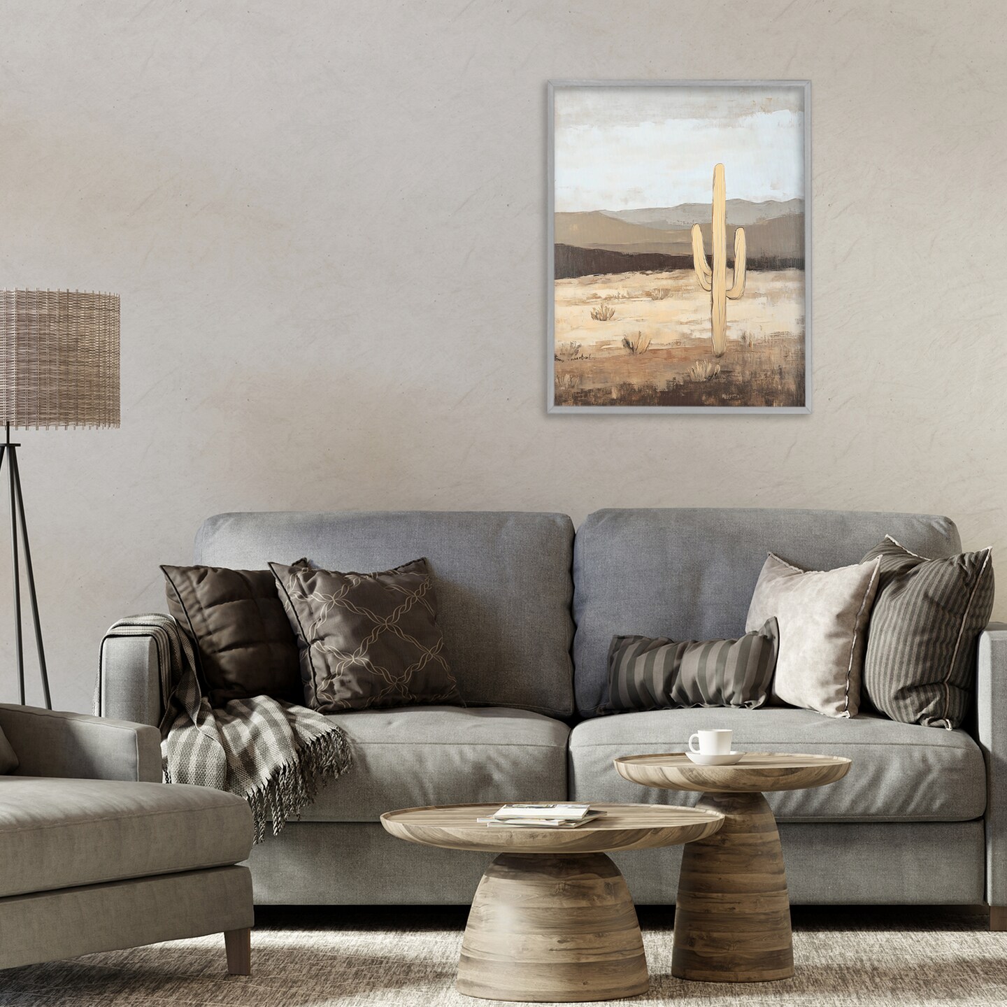 Stupell Industries Neutral Western Scene with Cactus Framed Giclee, design by Franklyn Gregory