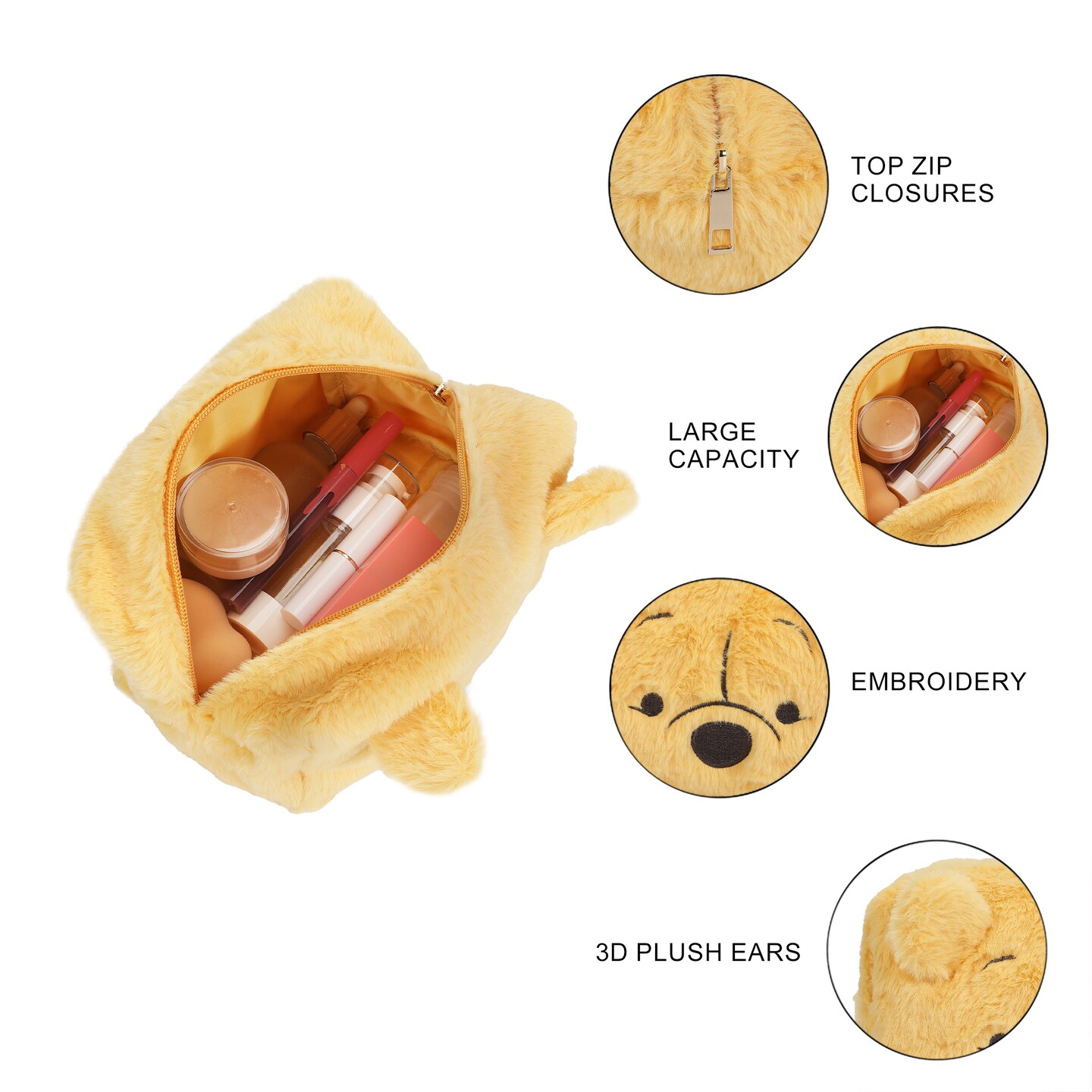 Disney Winnie the Pooh Cosmetic Bag with Character Face Design