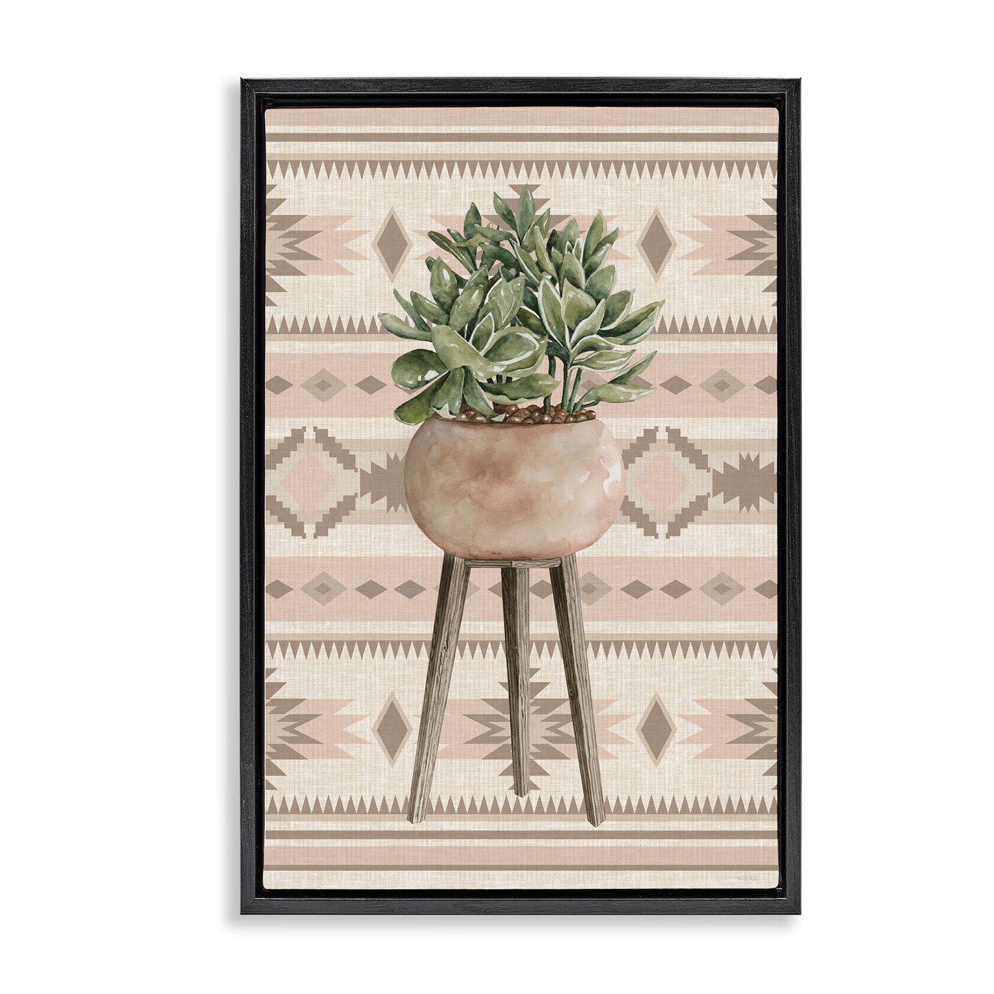 Stupell Industries Aztec Planter Green Plant Floating Frame, design by Cindy Jacobs