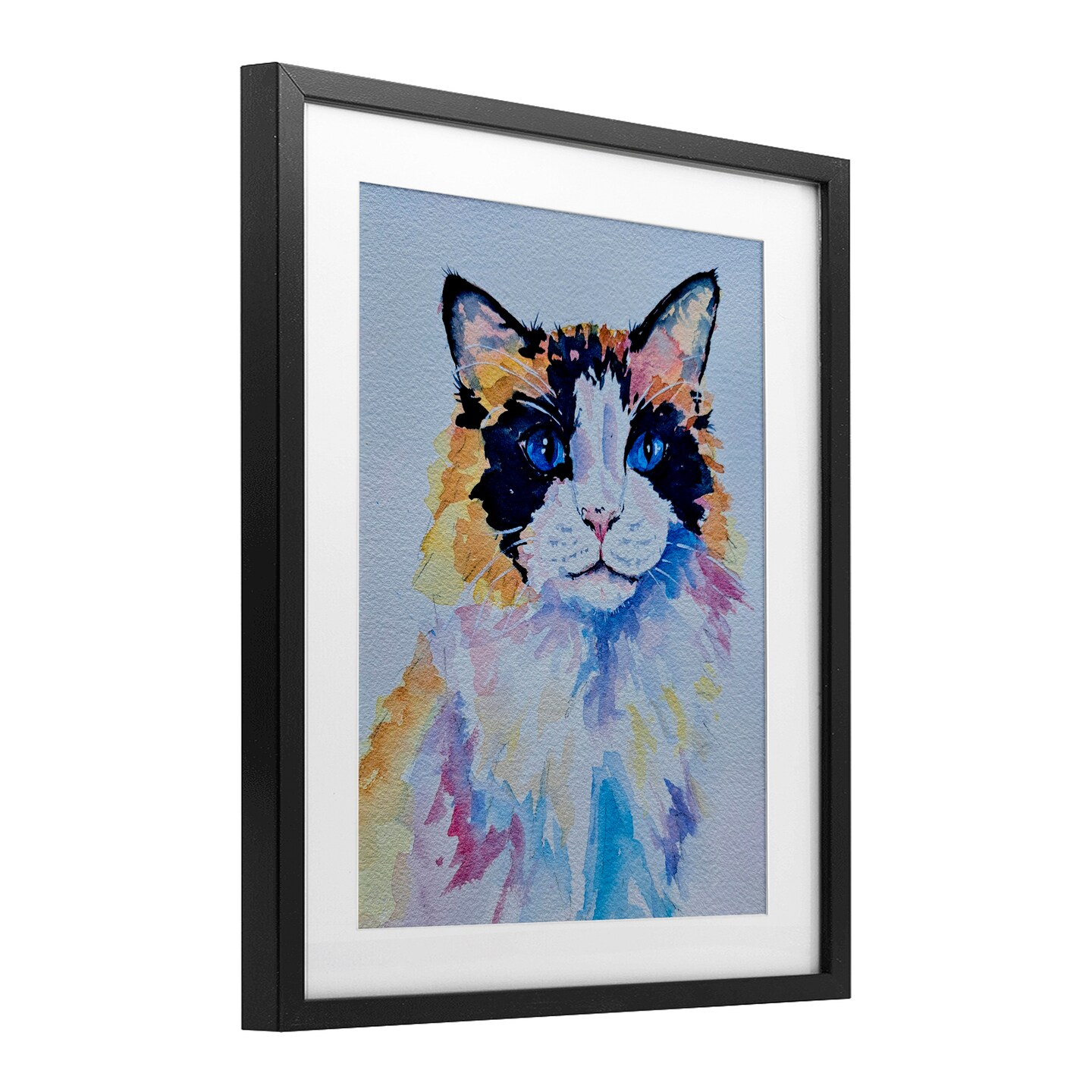 Stupell Industries Calico Cat Portrait Framed Print Under Glass, design by Tatiana Roberts
