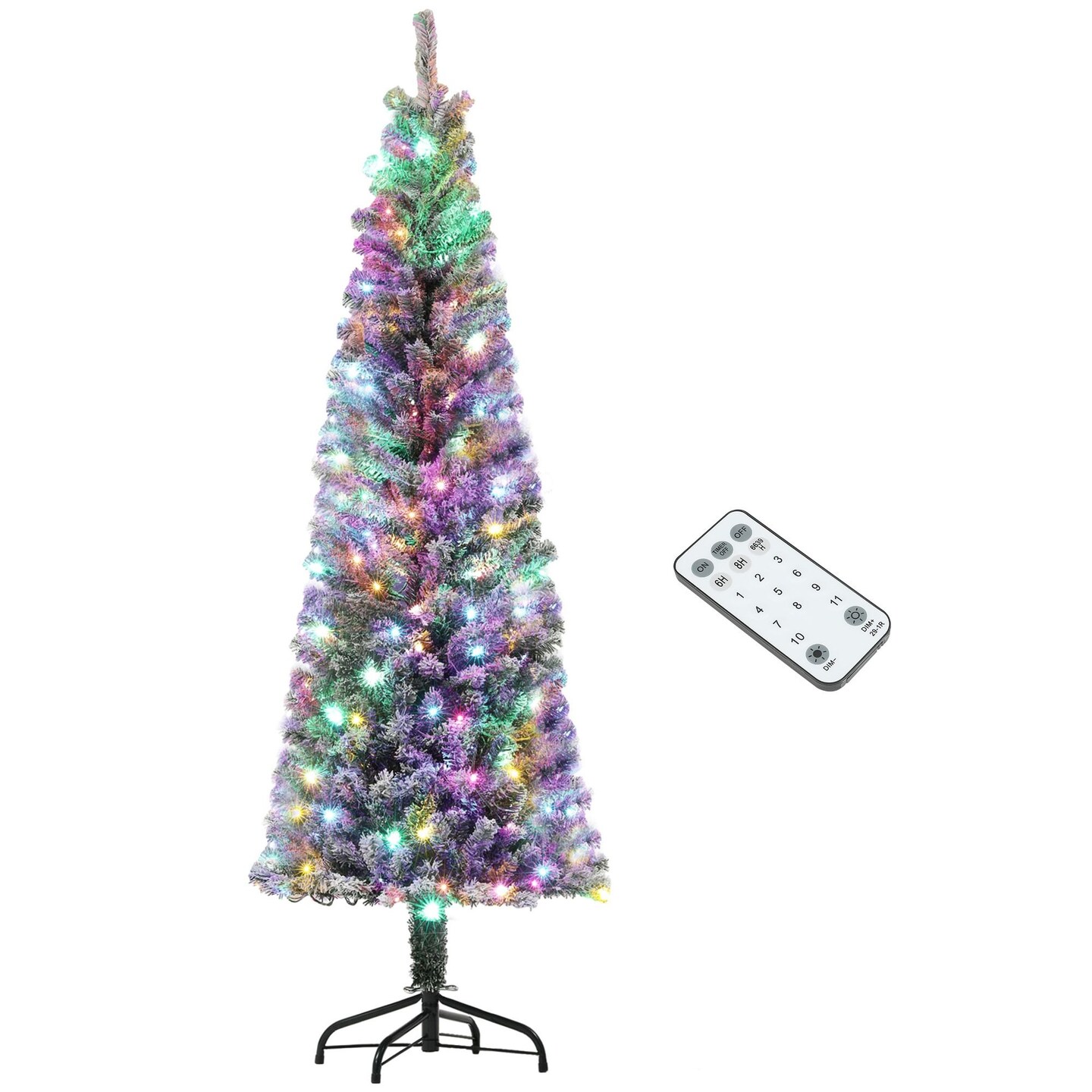 Edge Collections - 6' - Multi - Pre-Lit Slim Christmas Tree with Dual Color Lights - 1 Piece