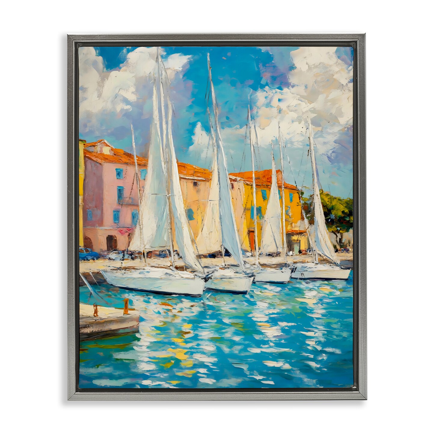 Stupell Industries Sail Away Boat Harbor Floating Frame, design by Franklyn Gregory