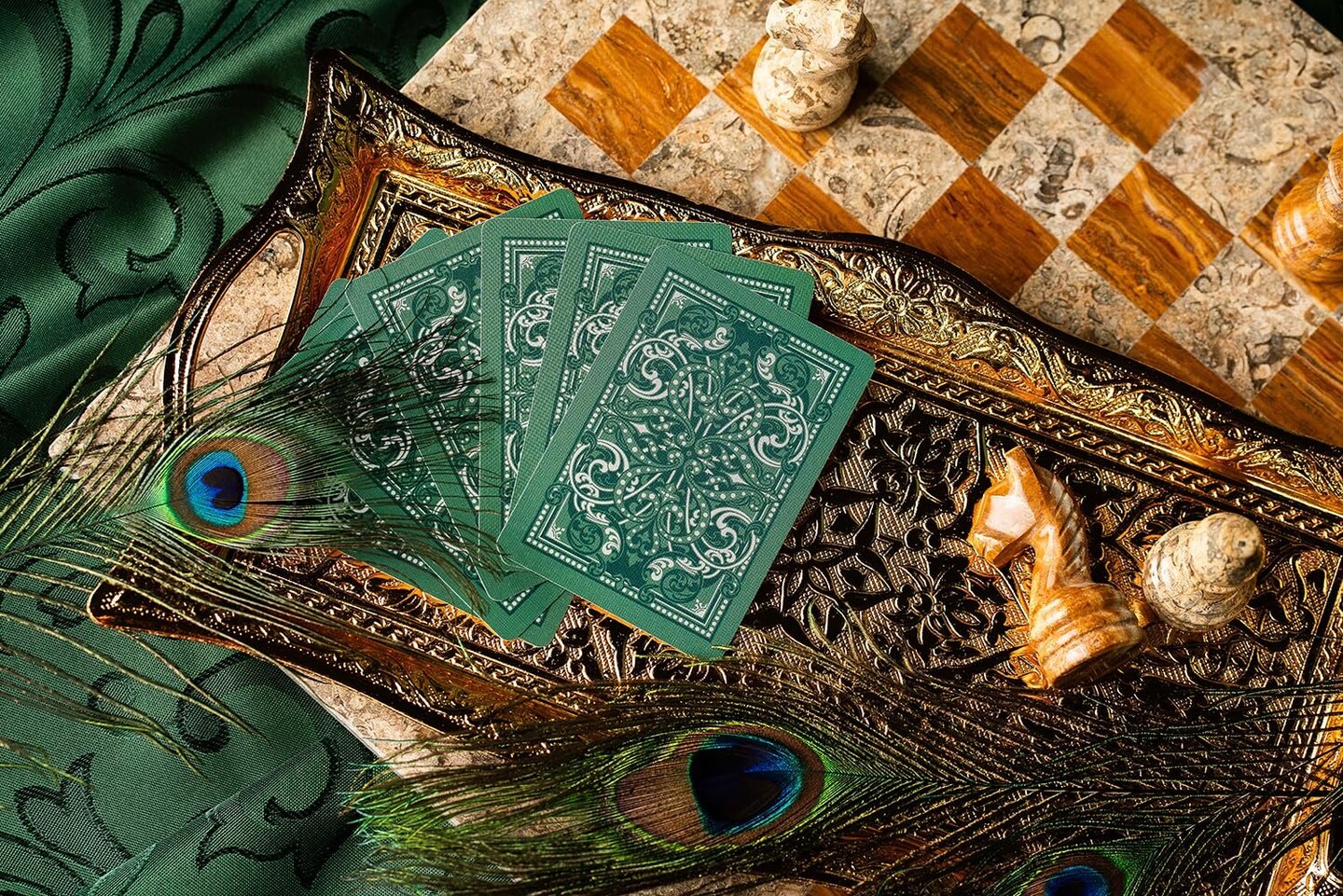 Bicycle Jacquard Premium Playing Cards, Silver and Emerald Green, Poker Size Standard Index